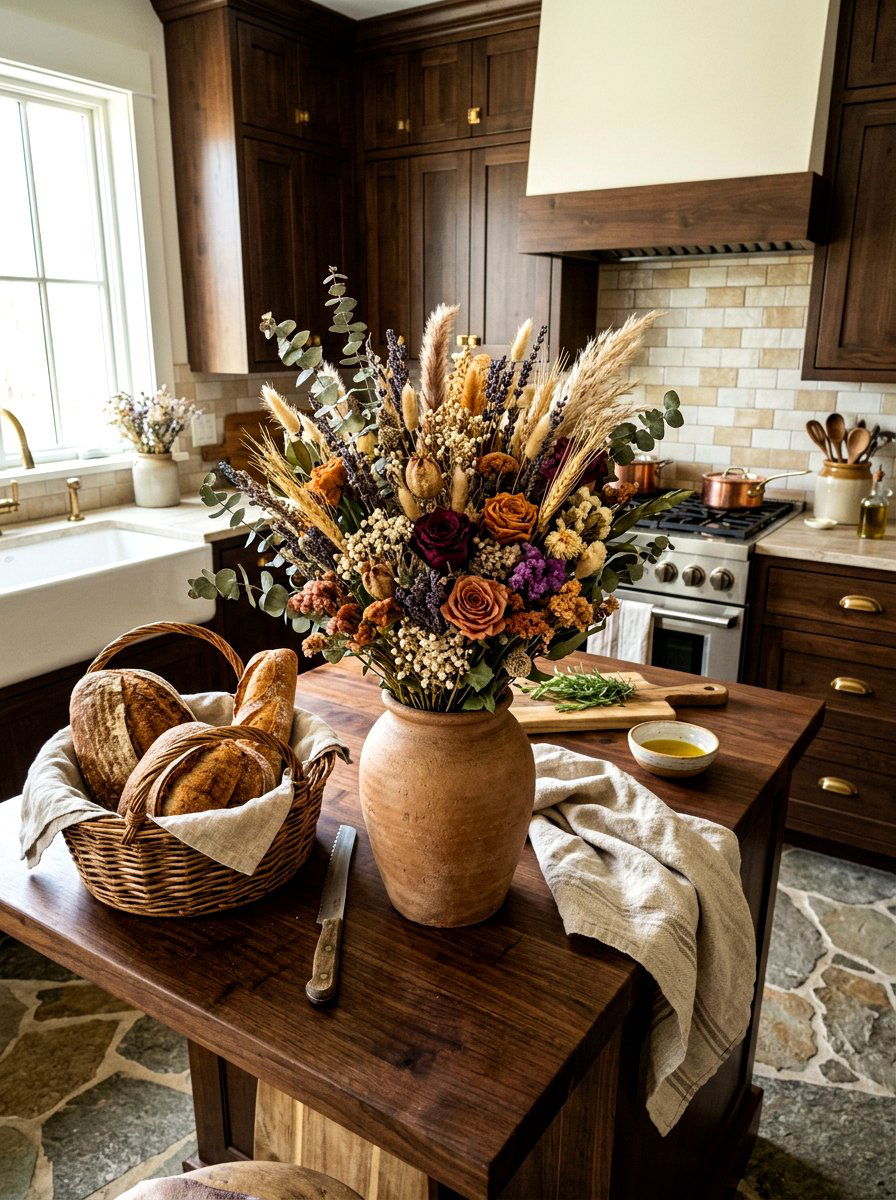 Dried flower bouquet - 30 tomato girl kitchen ideas