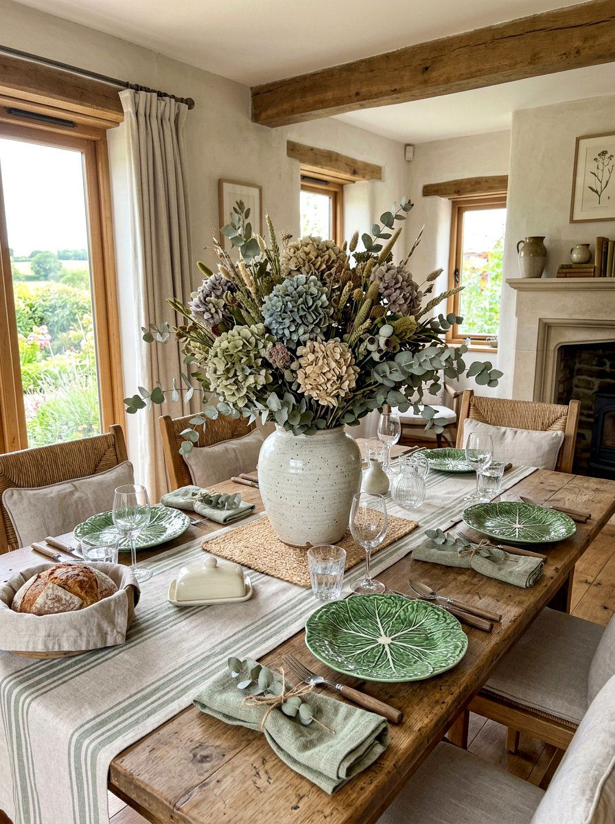 Dried flower centerpiece - 30 cabbagecore tablescape ideas