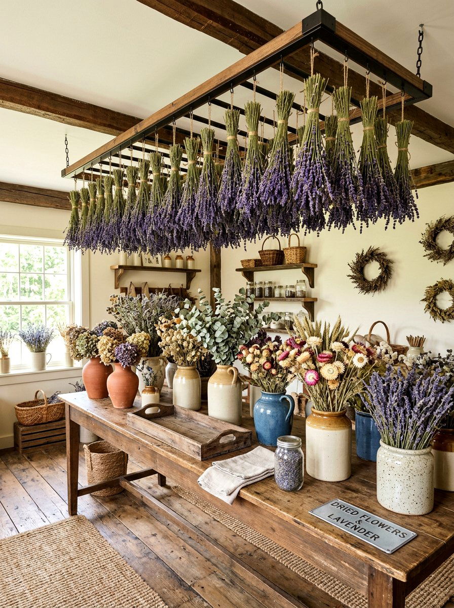Dried flower decor - 30 cottagecore kitchen ideas