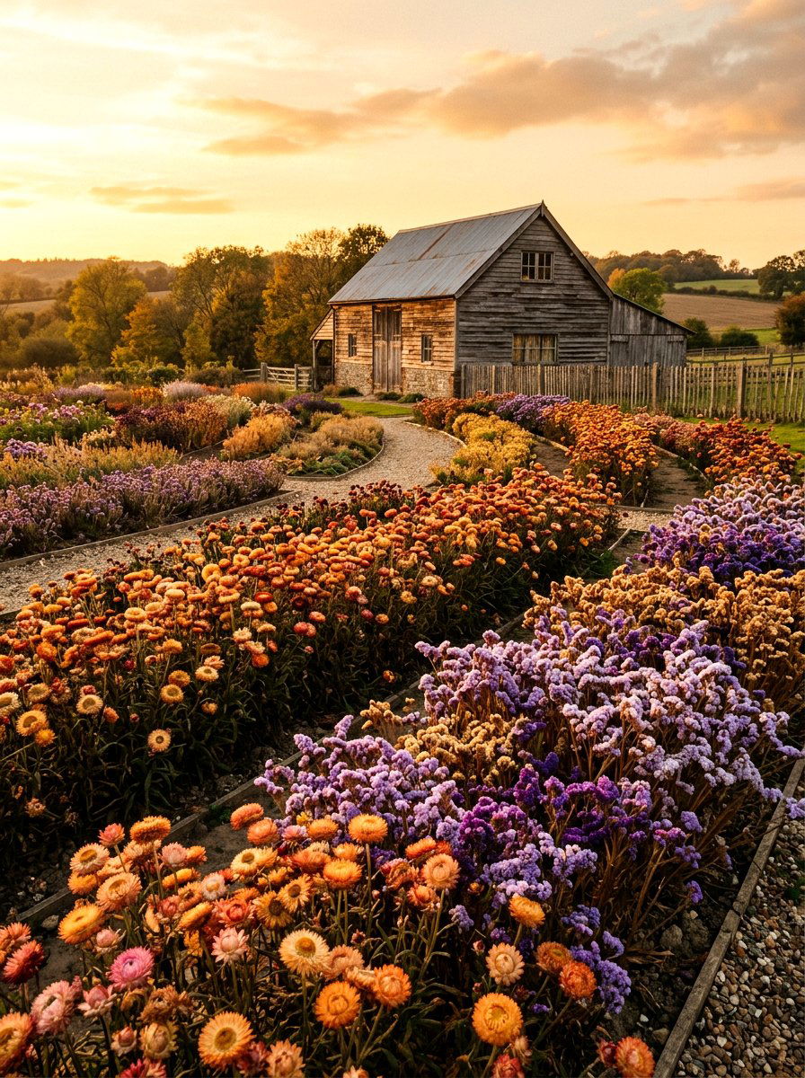 Dried flower garden - 30 flower farm backyard ideas
