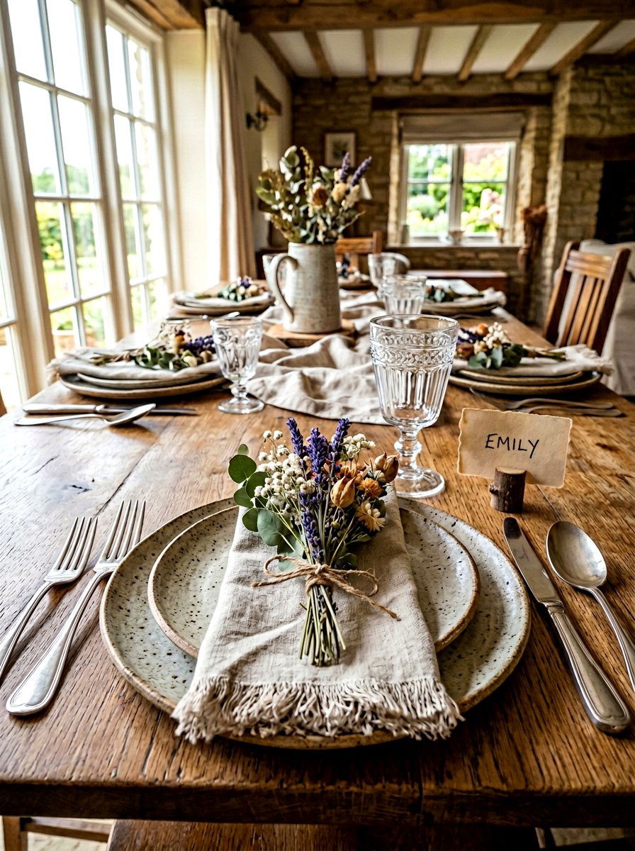 Dried flower place setting - 30 place setting ideas