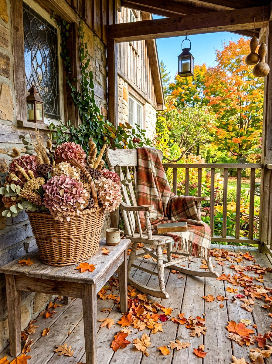Dried hydrangea arrangement - 30 fall garden ideas