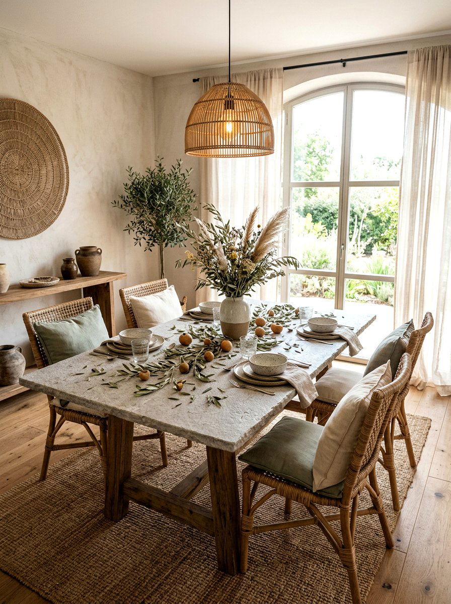 Dried olive leaf table - 30 olive tablescape ideas