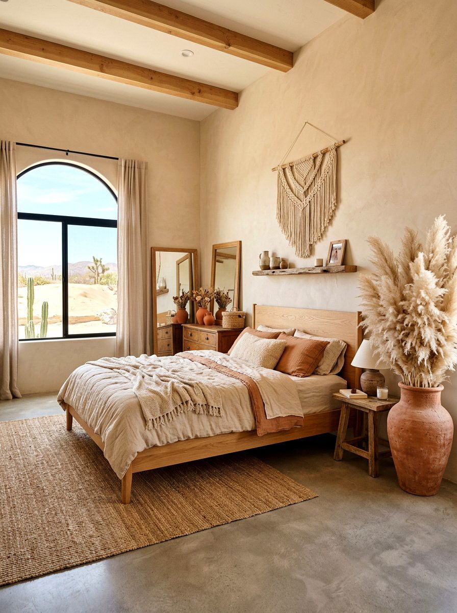 Dried pampas grass decor - 30 earthy bedroom ideas