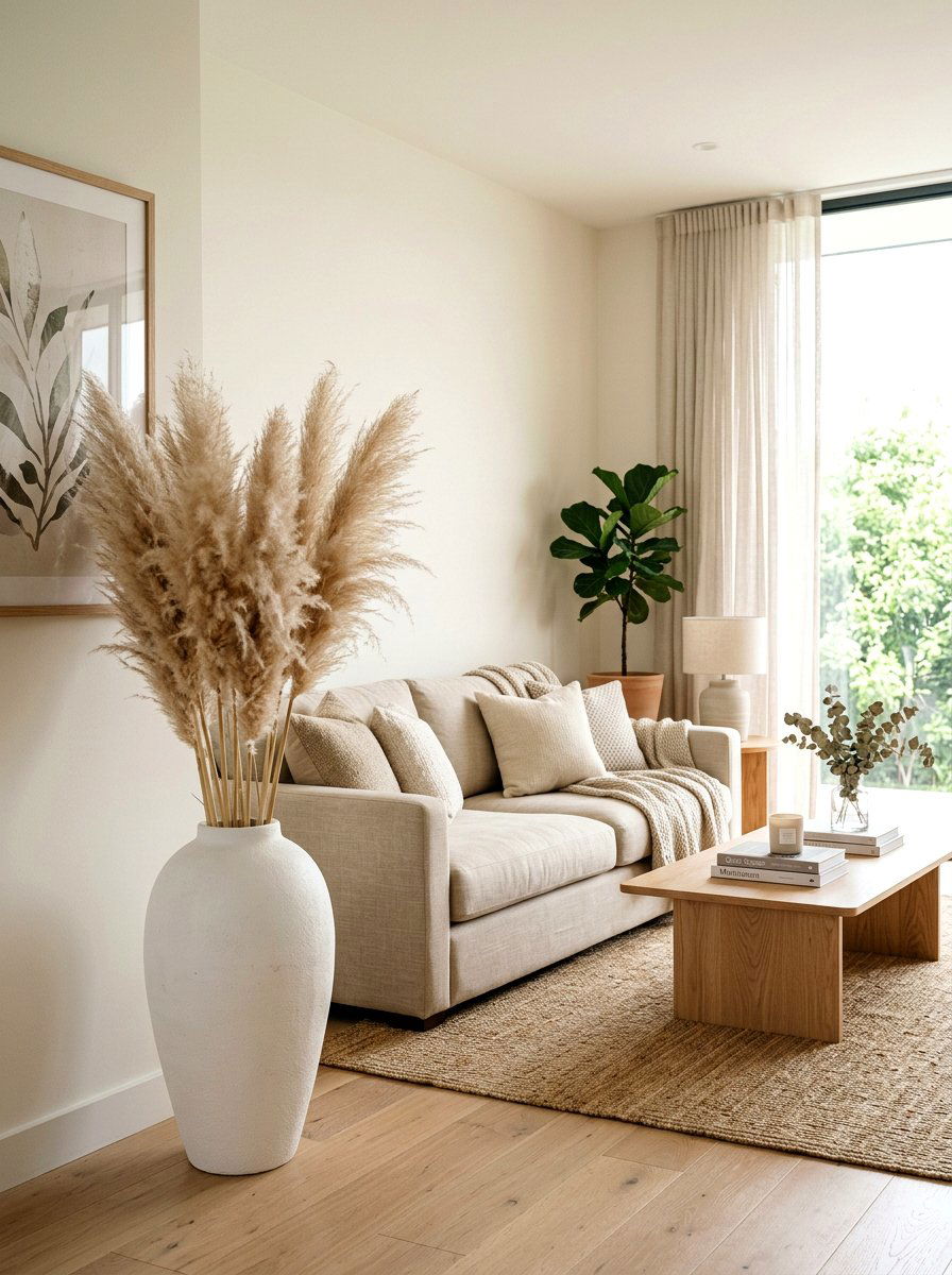 Dried pampas grass for minimal decor - 30 no paint decor ideas