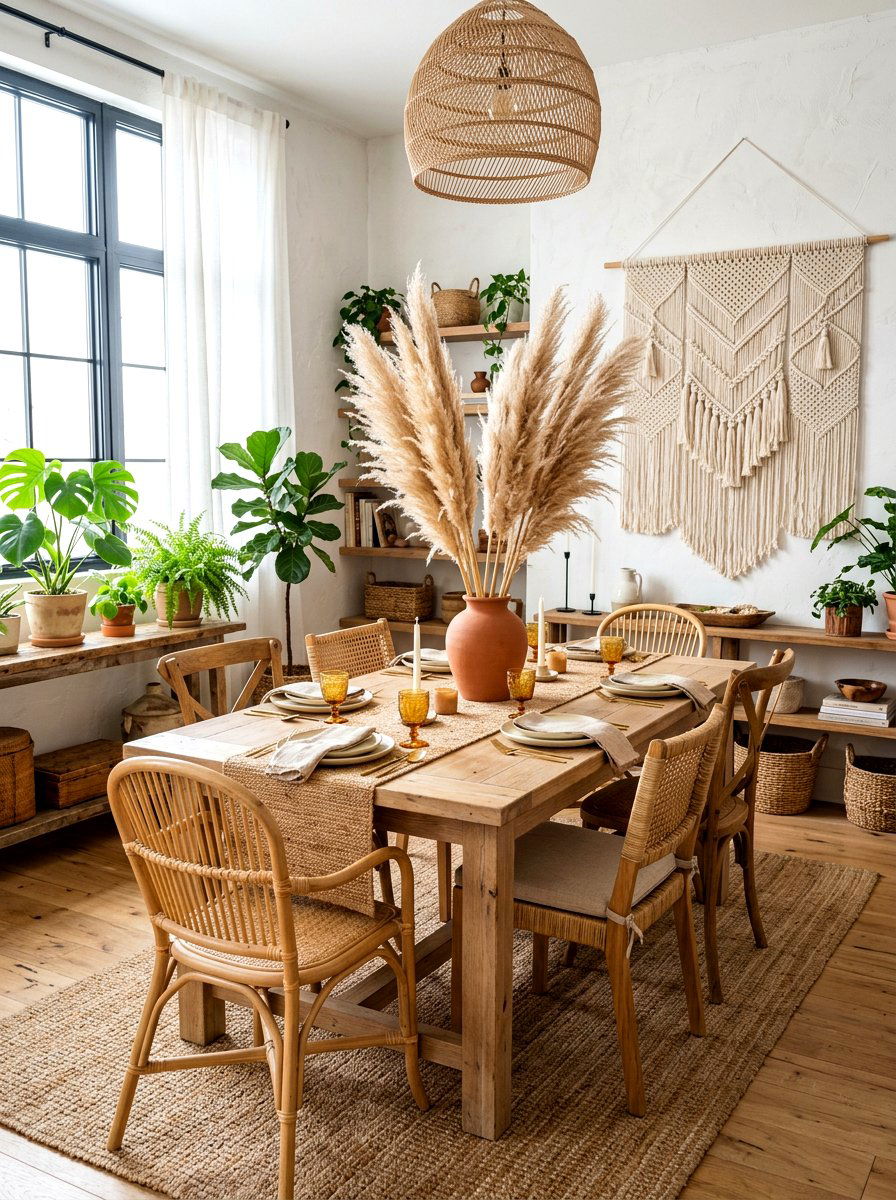 Dried pampas grass pot - 30 simple centerpiece dining ideas