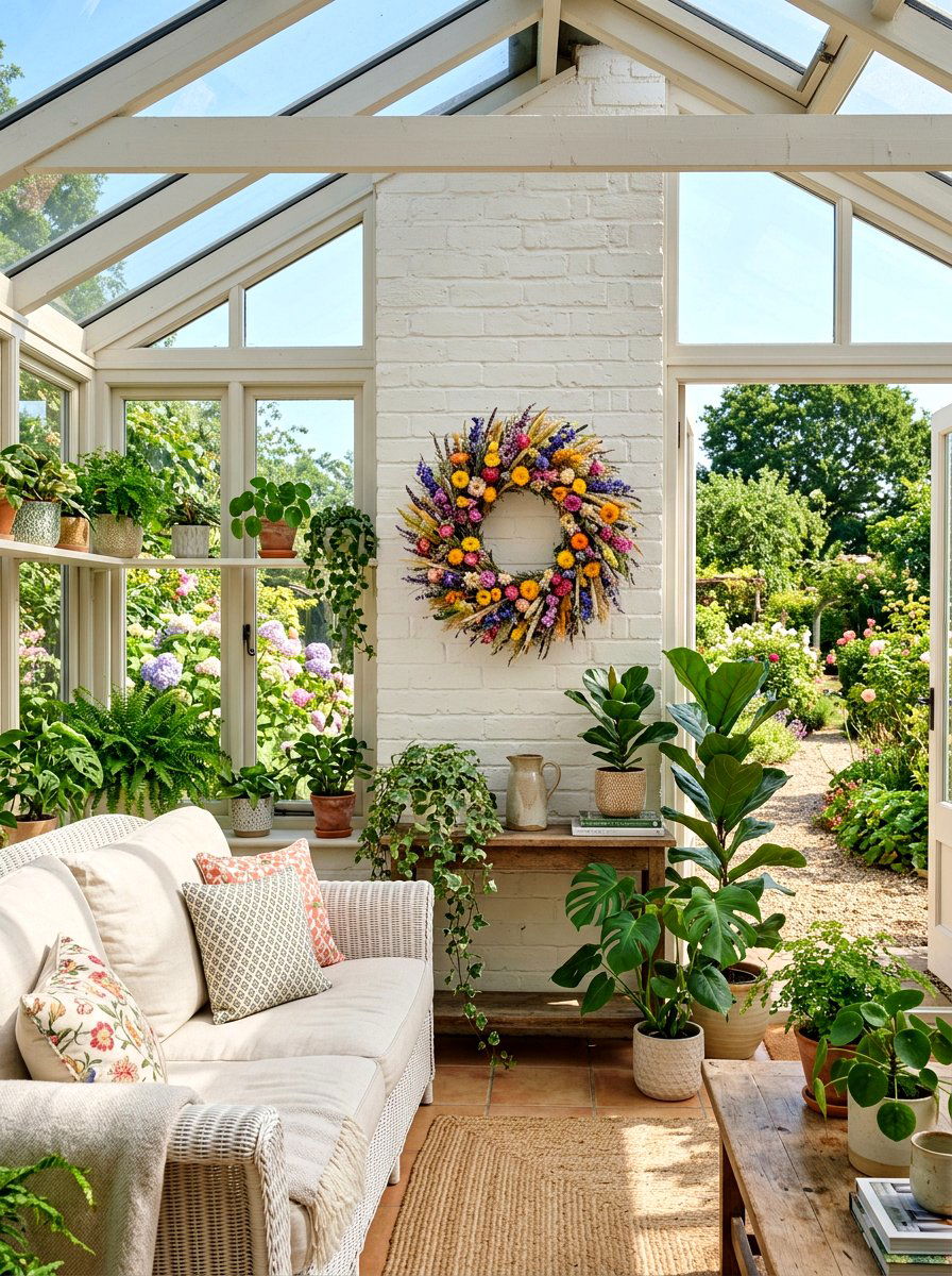 Dried wildflower wreath - 30 wreath wall display ideas