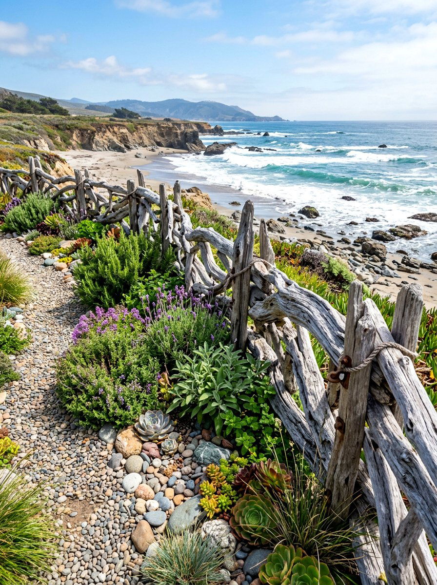 Driftwood Aesthetic Garden Fence - 30 herb garden fence ideas