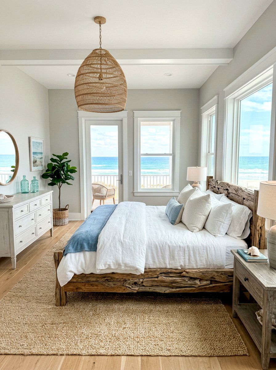 Driftwood Bed Frame - 30 nautical bedroom ideas