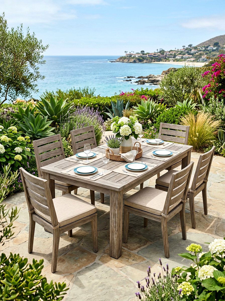 Driftwood Finish Patio Set - 30 breezy coastal patio ideas