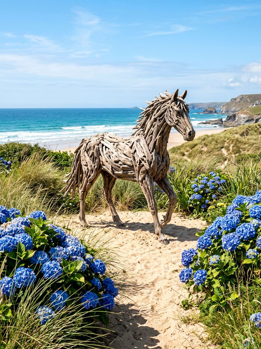 Driftwood Garden Art Piece - 30 garden statue ideas