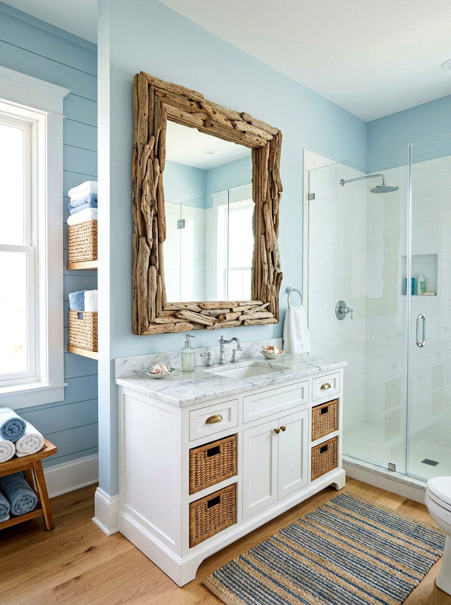 Driftwood Mirror Frame - 30 reclaimed material decor ideas