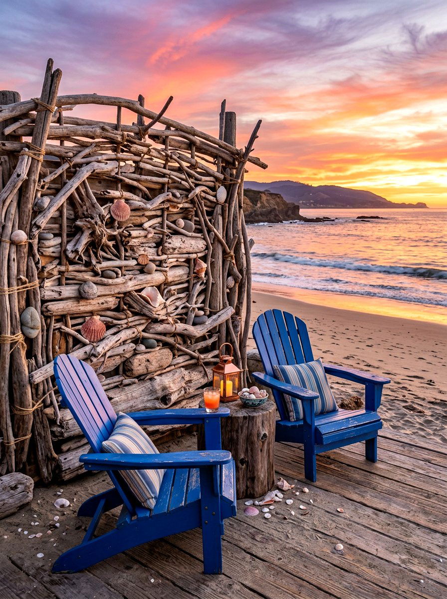 Driftwood Privacy Screen - 30 freestanding privacy panel ideas