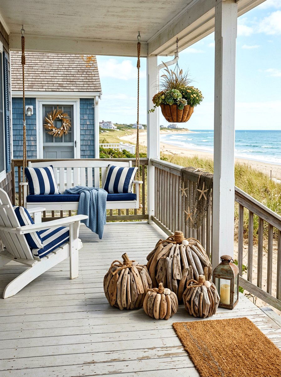 Driftwood Pumpkin Coastal - 30 pumpkin without pumpkins decor ideas