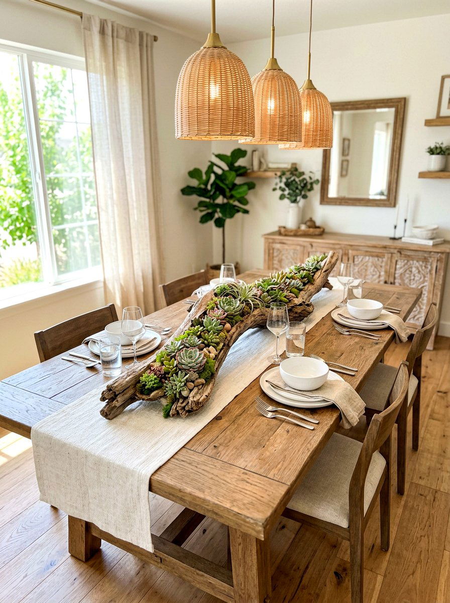 Driftwood Succulent Arrangement - 30 succulent planter ideas