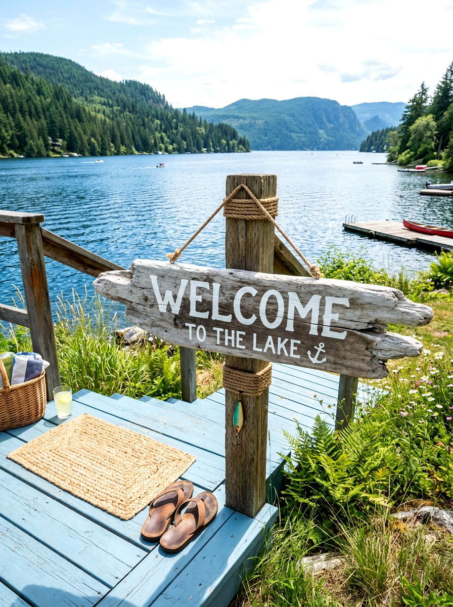 Driftwood Welcome Sign - 30 porch welcome sign ideas