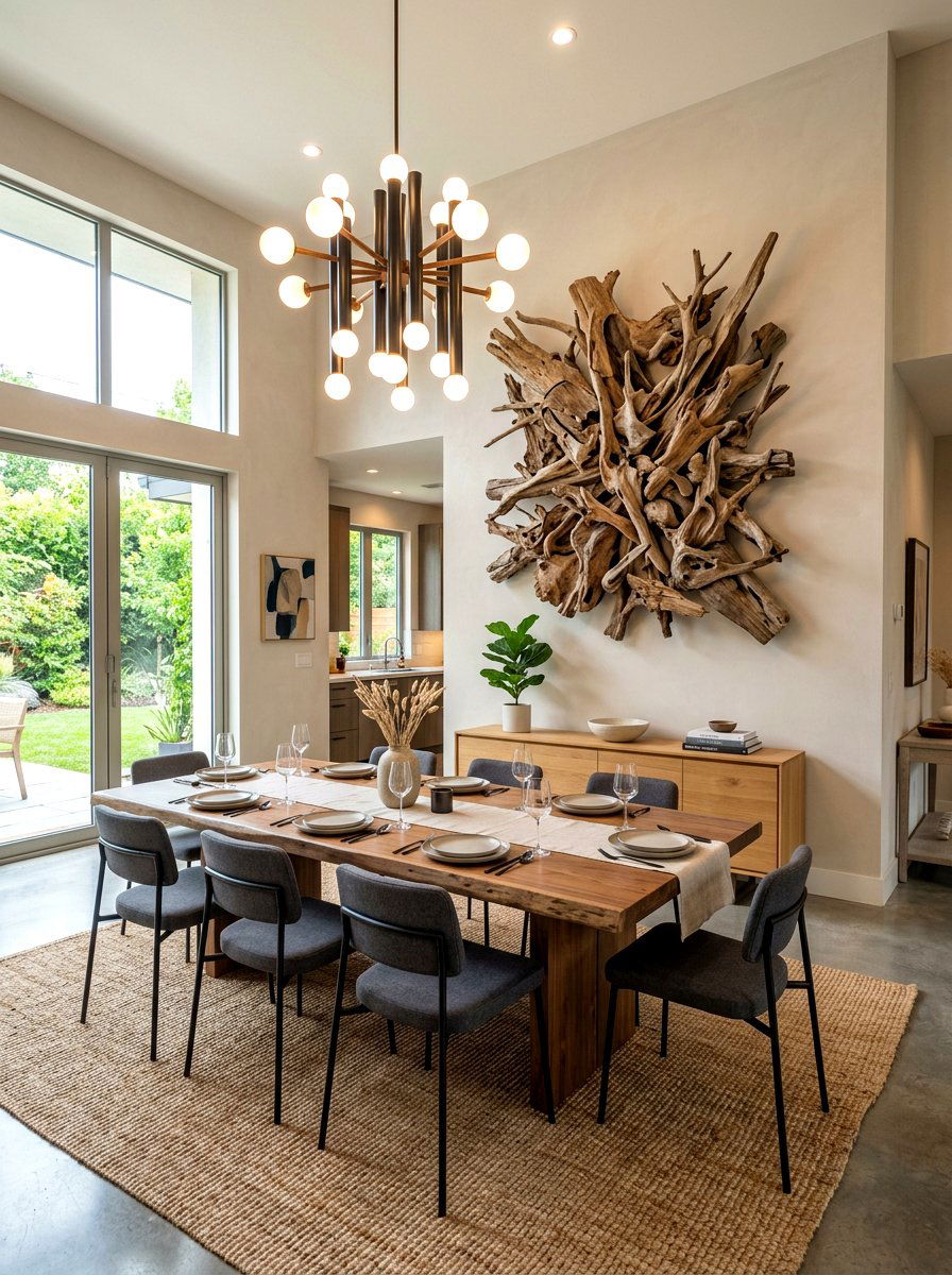Driftwood art wall - 30 sustainable home decor ideas