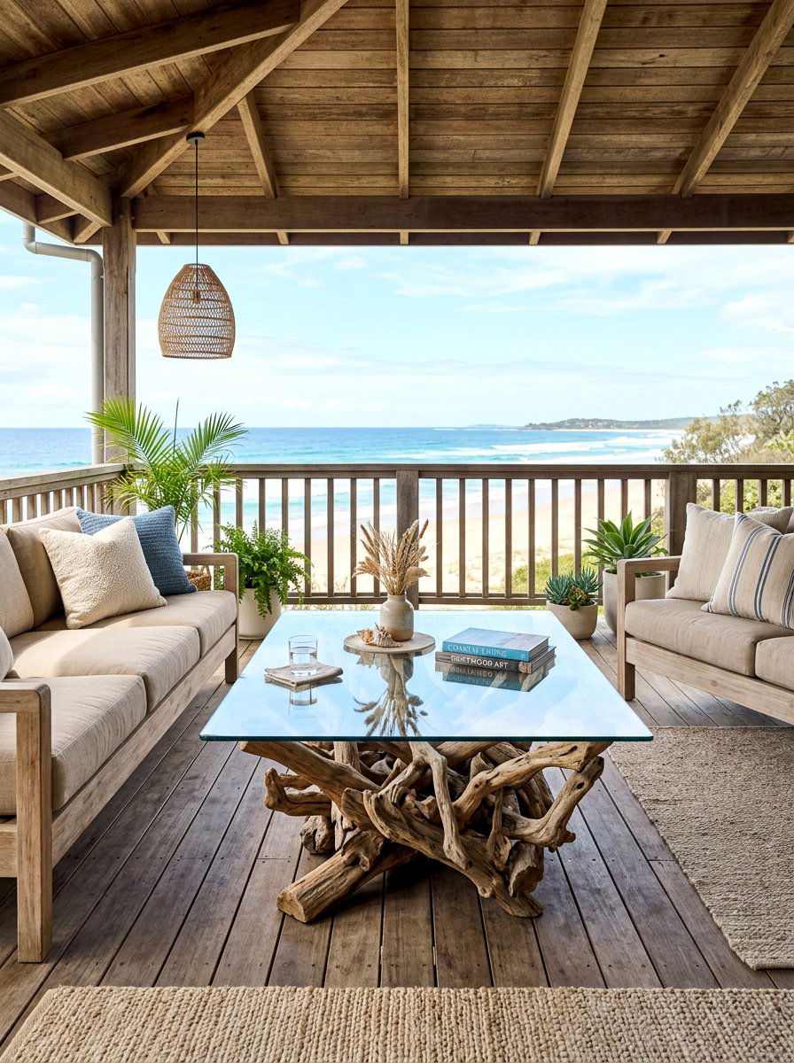 Driftwood coffee table - 30 porch coffee table ideas