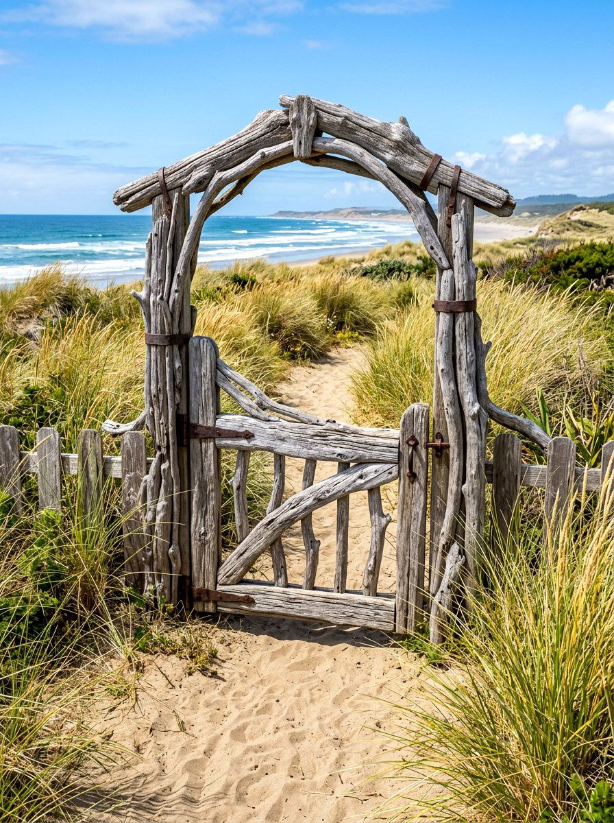 Driftwood garden gate - 30 cottage gate curb appeal ideas