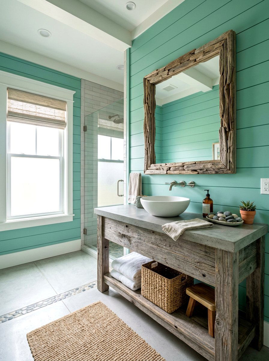 Driftwood vanity bathroom - 30 nautical bathroom ideas