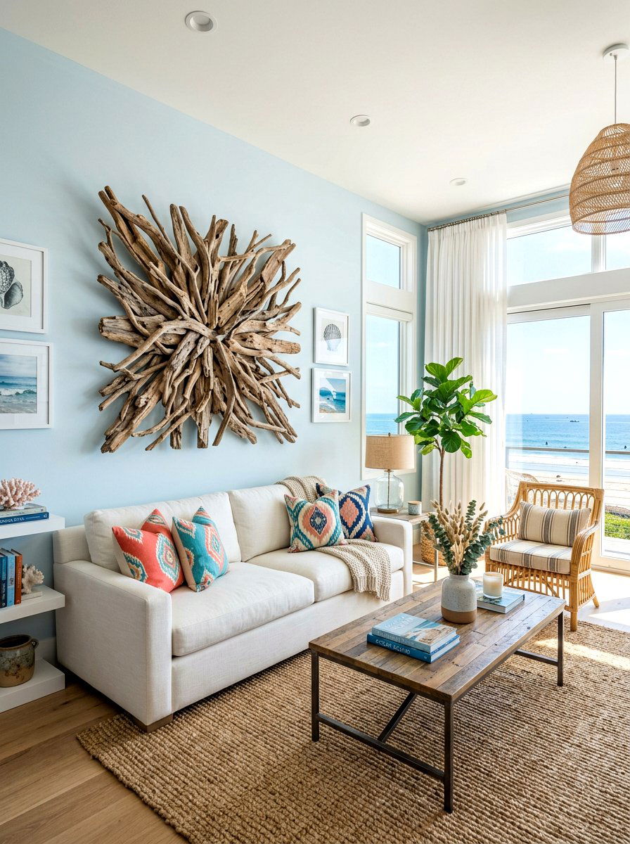 Driftwood wall art - 30 Mediterranean summer decor ideas