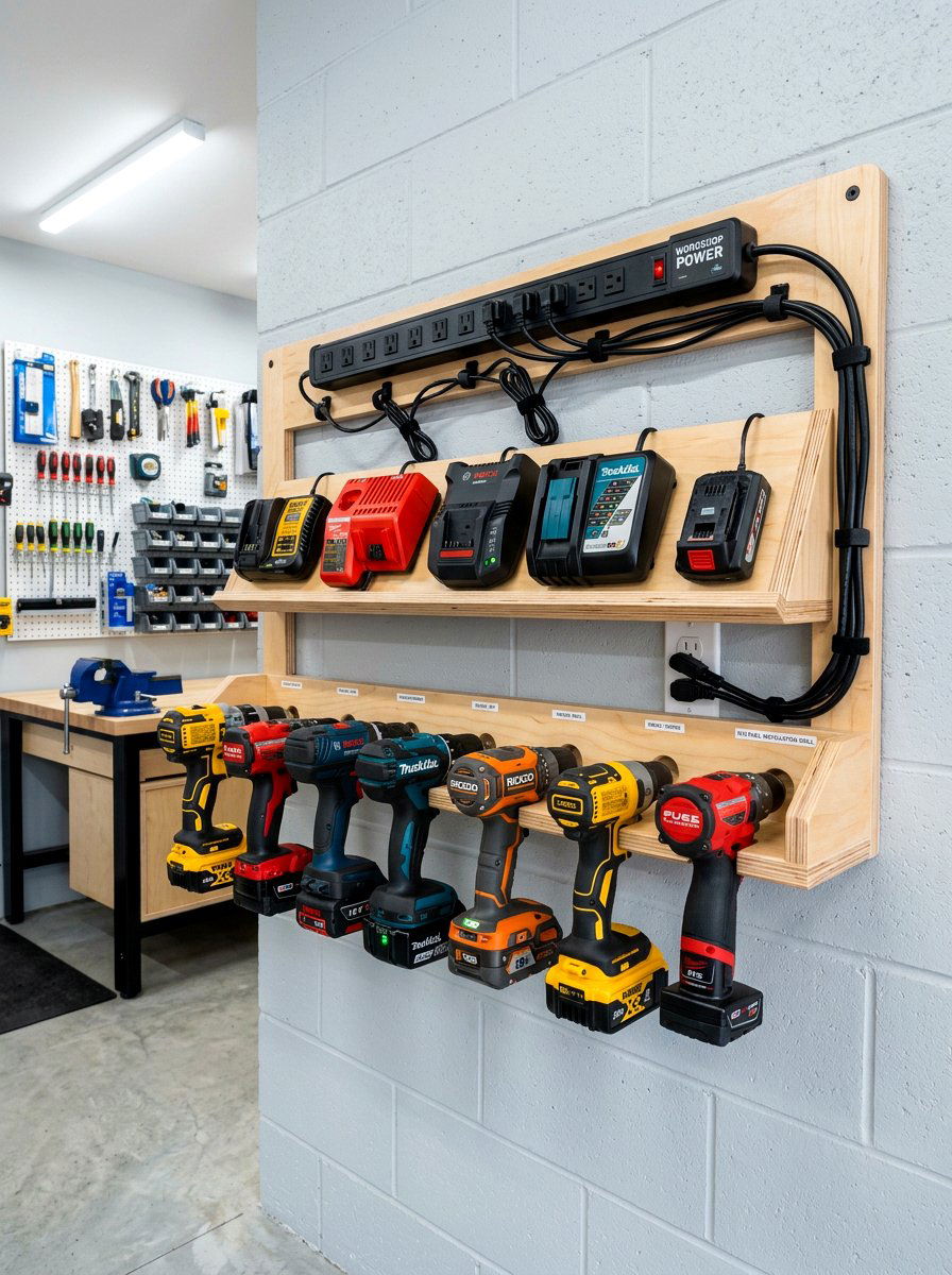 Drill Charging Station - 30 power tool storage ideas