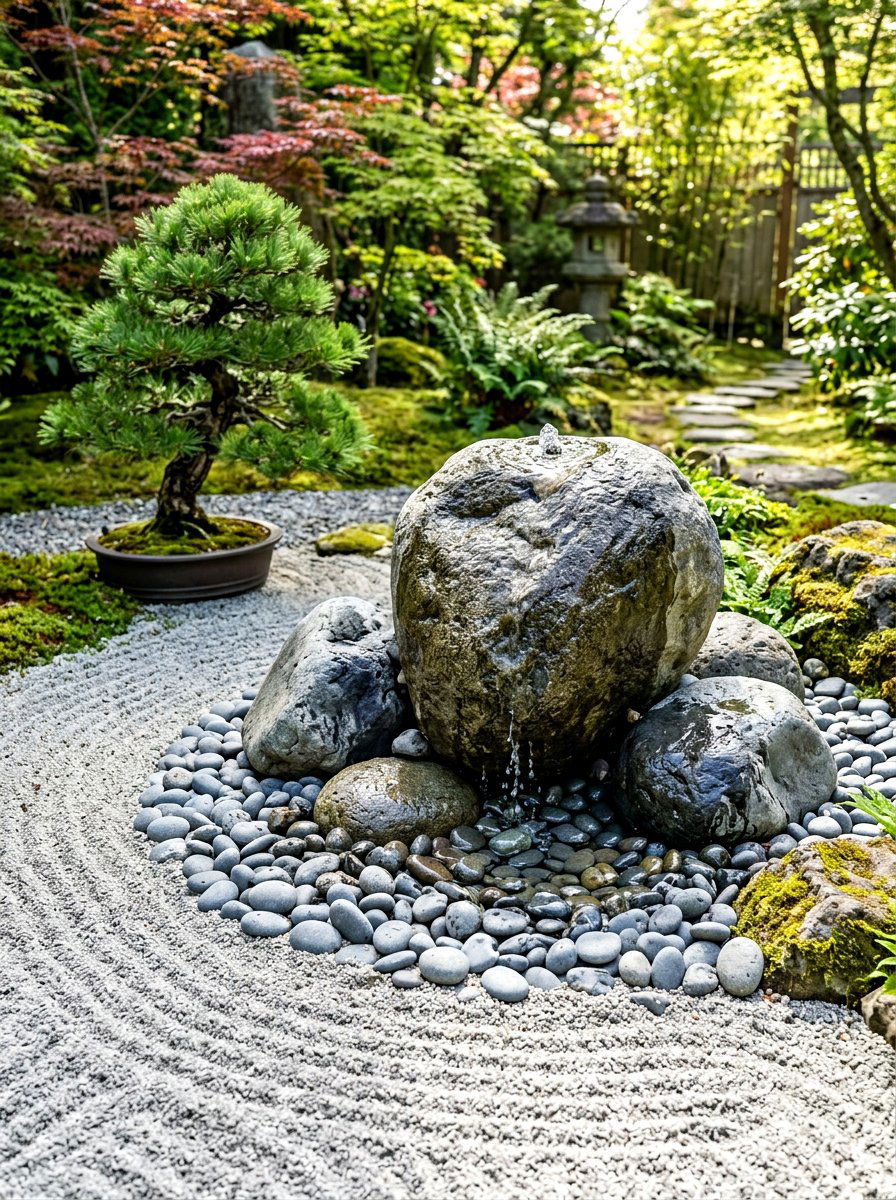 Drilled River Rock - 30 bubbling rock fountain ideas