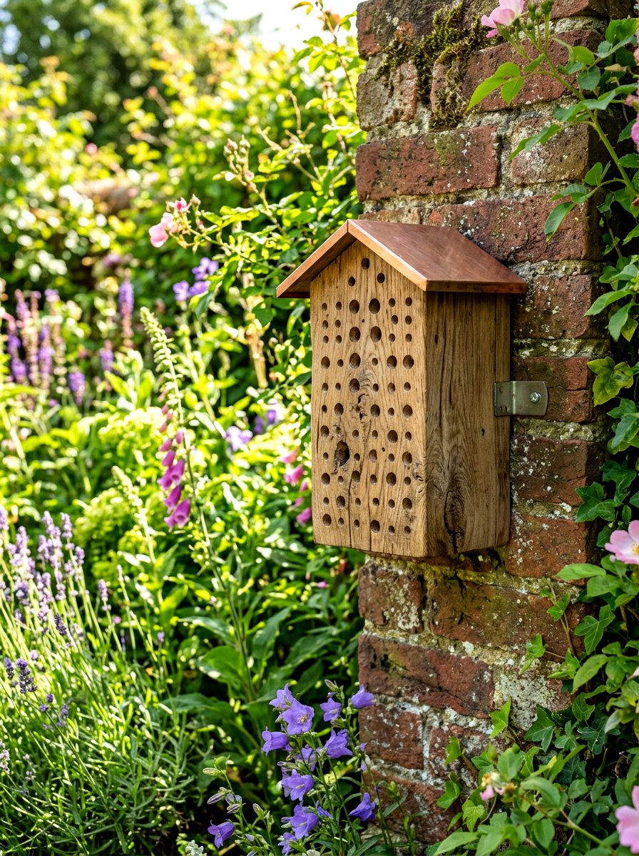 Drilled Wood Block Bee House - 30 insect hotel ideas