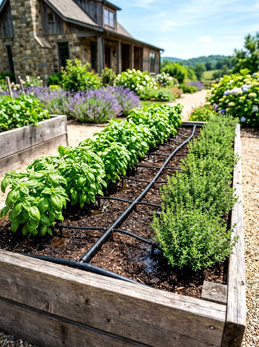 Drip Irrigation System - 30 herb garden watering ideas
