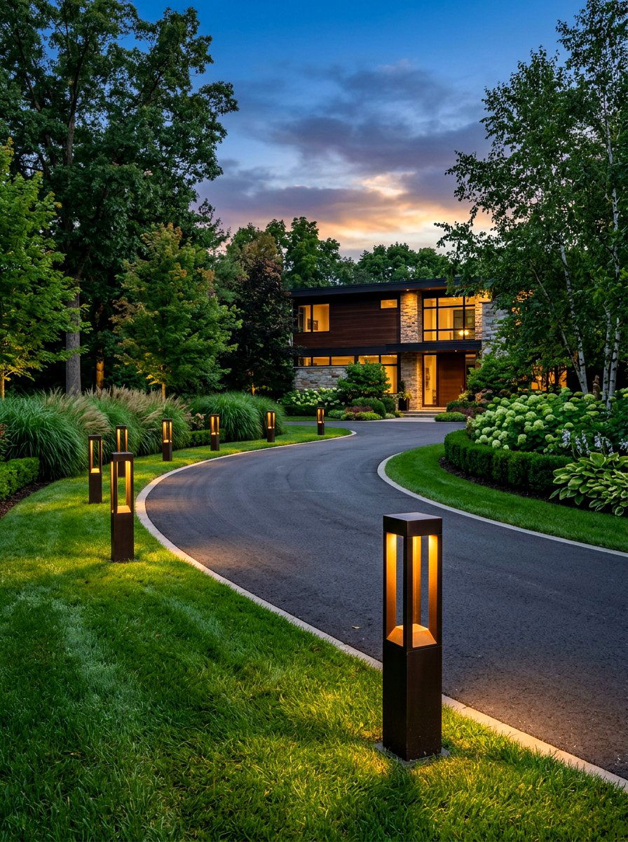 Driveway Bollard Lights - 30 backyard lighting ideas