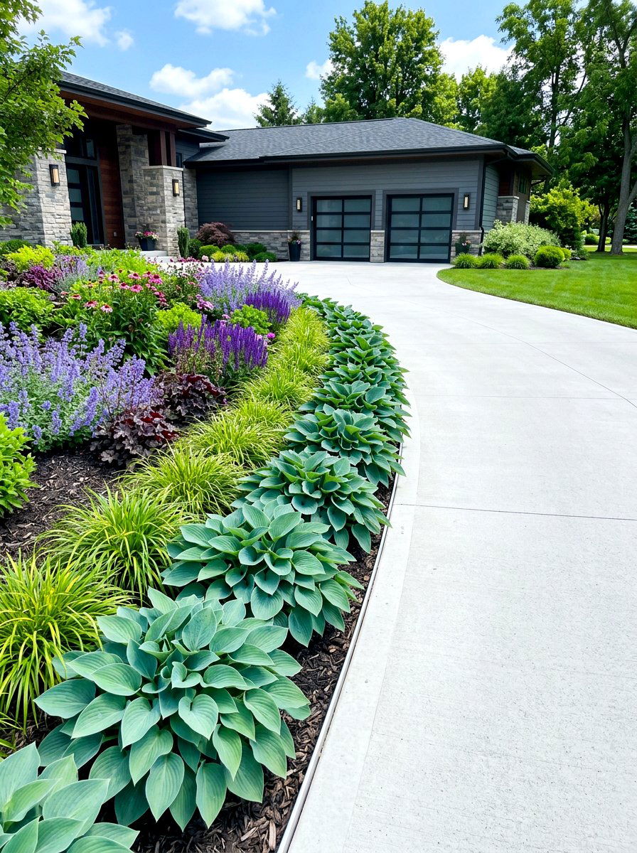 Driveway Border - 30 front yard garden ideas