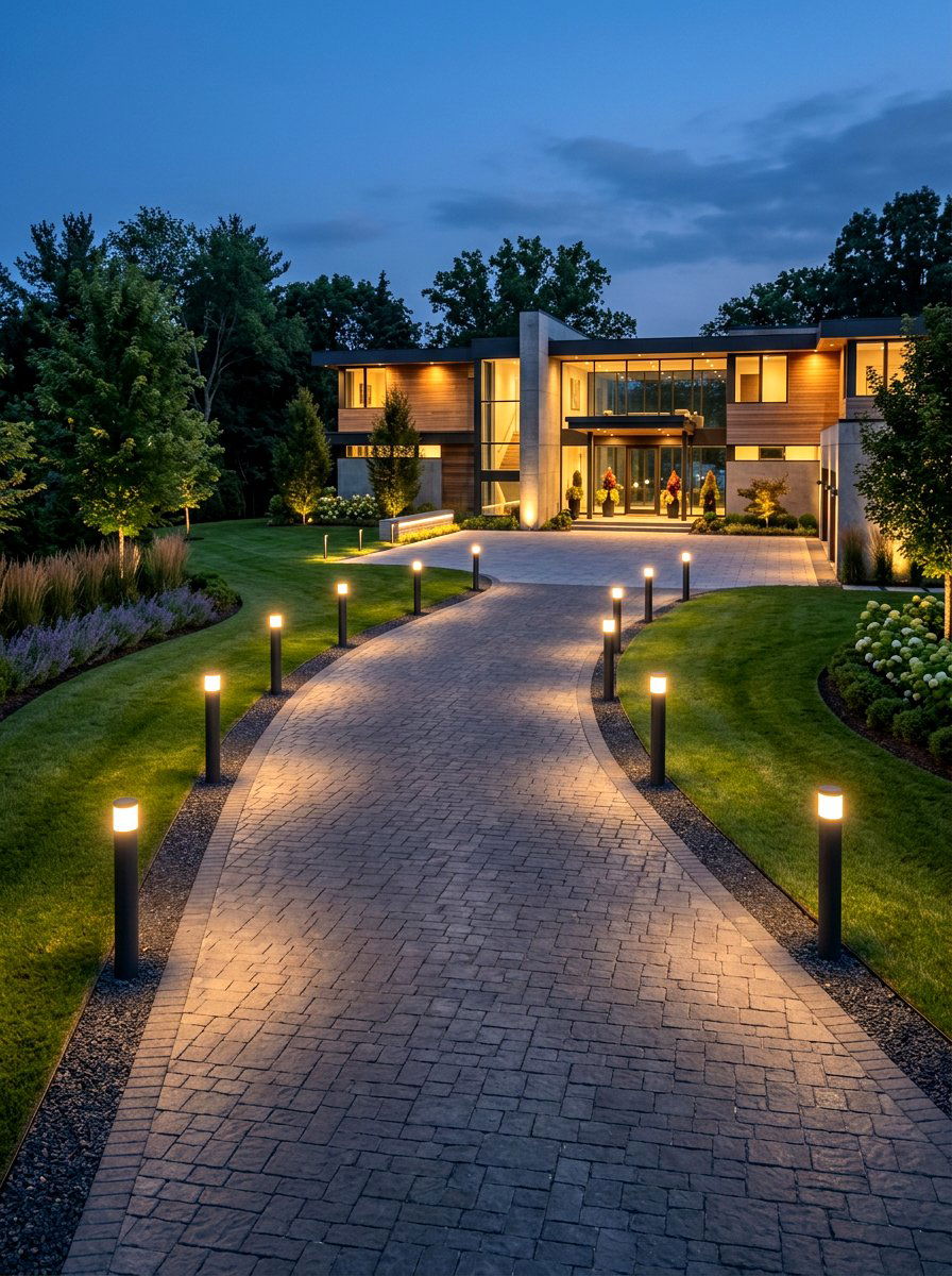 Driveway bollard lights - 30 garden lighting ideas