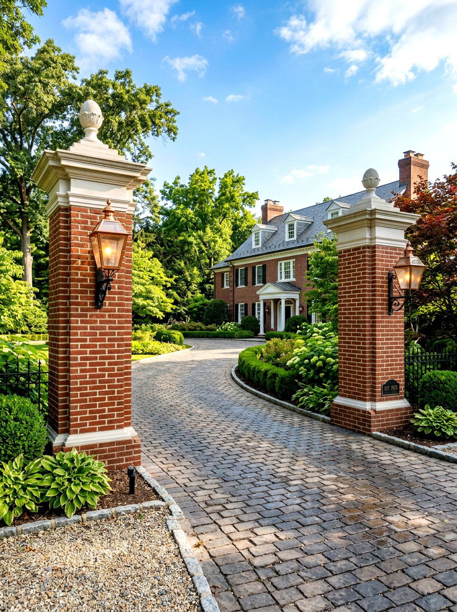 Driveway columns - 30 driveway entrance ideas