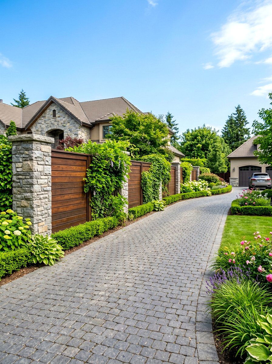 Driveway privacy fence - 30 driveway entrance ideas