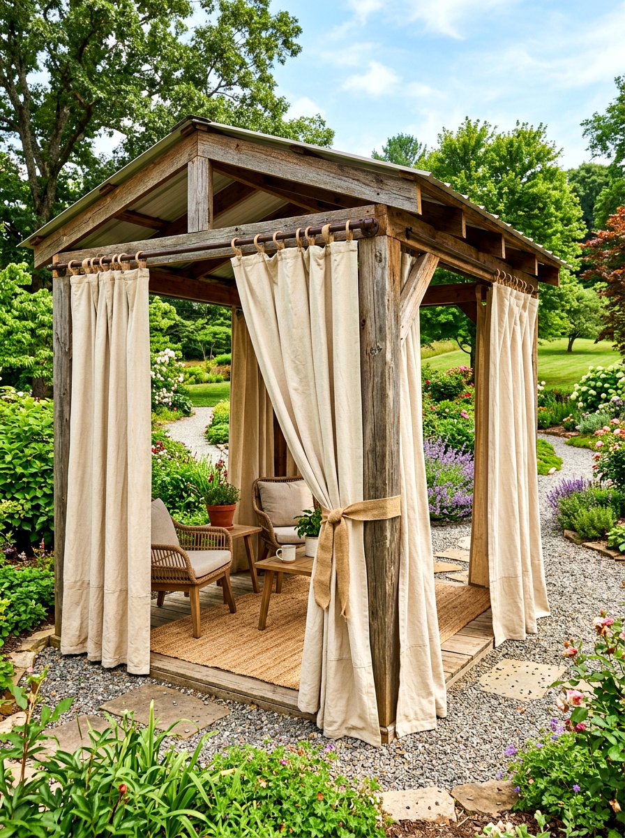 Drop Cloth DIY Curtain - 30 gazebo curtain ideas