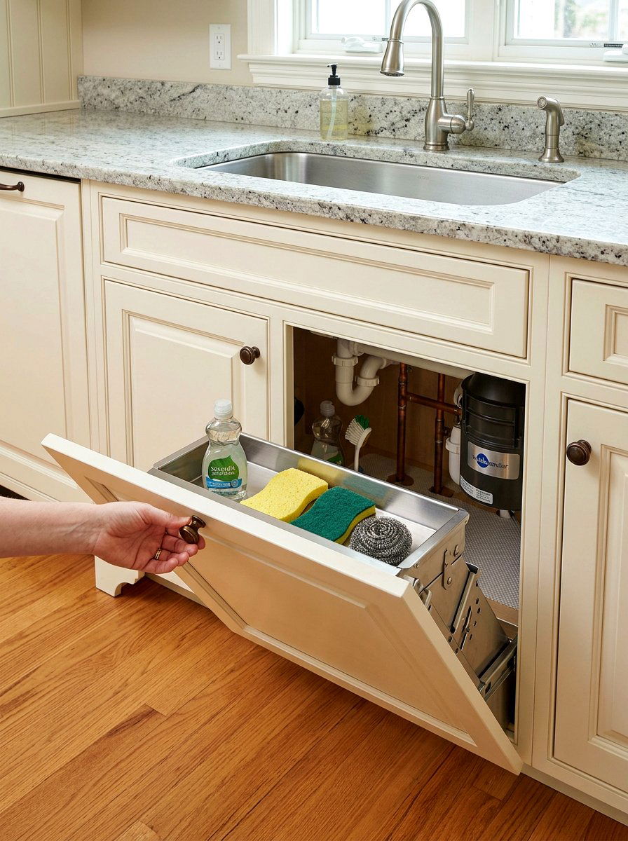 Drop Down Cabinet Storage - 30 under sink kitchen organization ideas