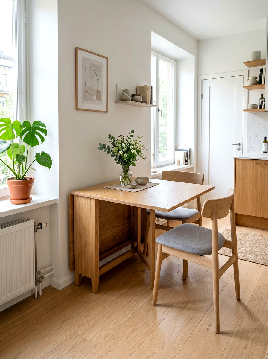 Drop Leaf Dining Table - 30 compact apartment dining ideas