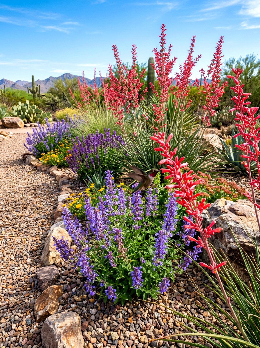 Drought Tolerant Border - 30 hummingbird border ideas