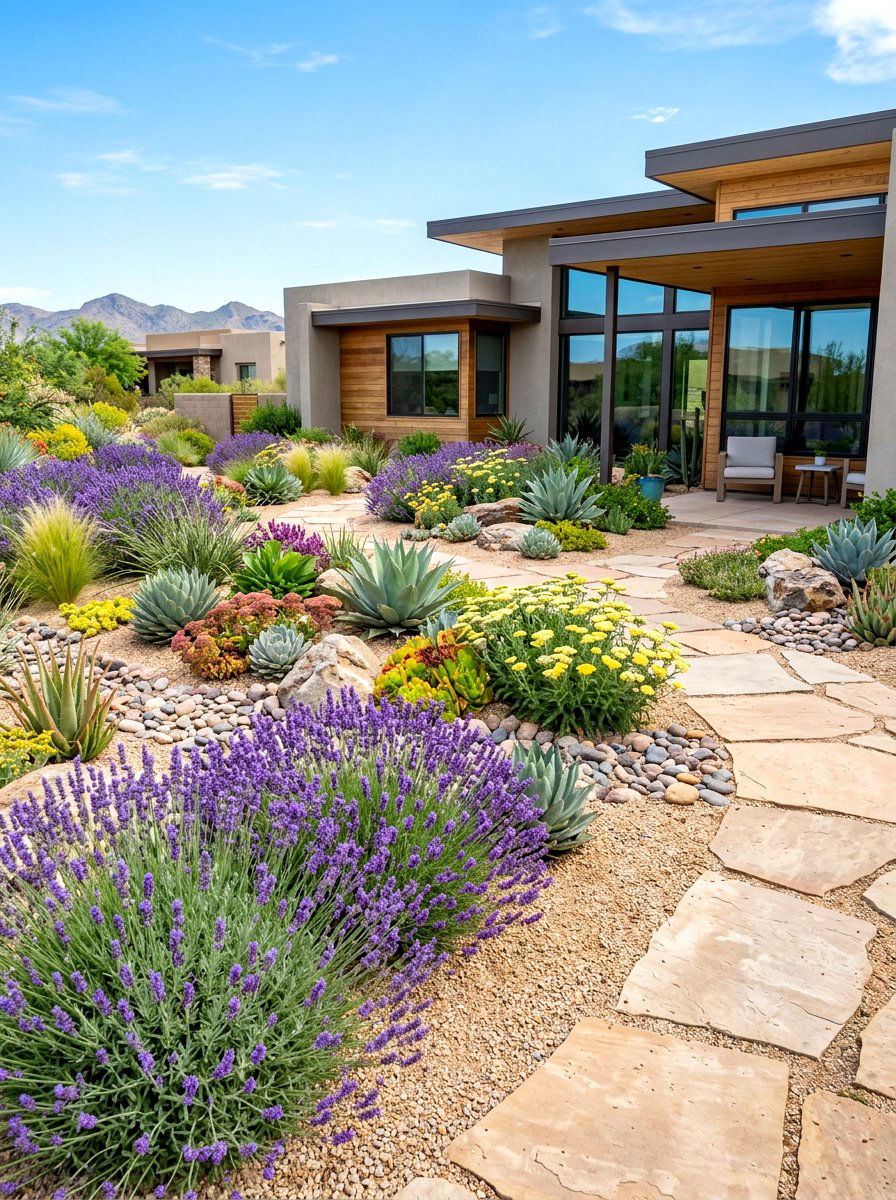 Drought Tolerant Lavender Landscaping - 30 lavender walkway ideas