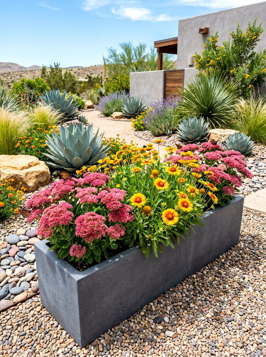 Drought Tolerant Planter - 30 pollinator patio ideas