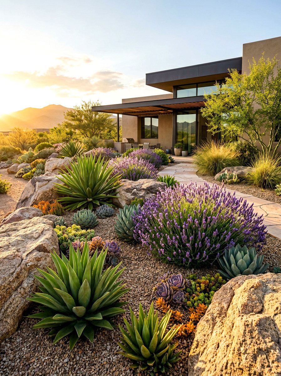 Drought Tolerant Rock Garden - 30 flower bed landscaping ideas