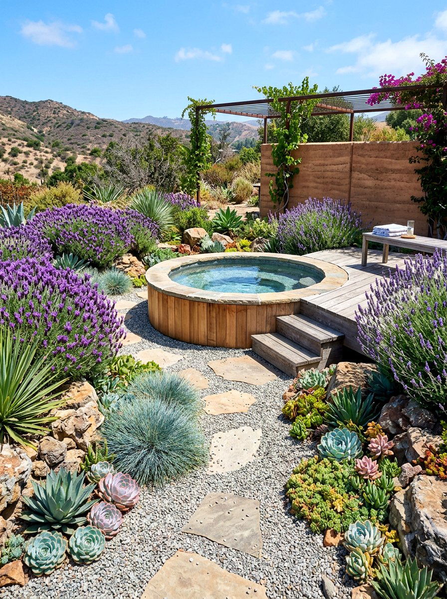 Drought Tolerant Spa Landscape - 30 spa backyard ideas