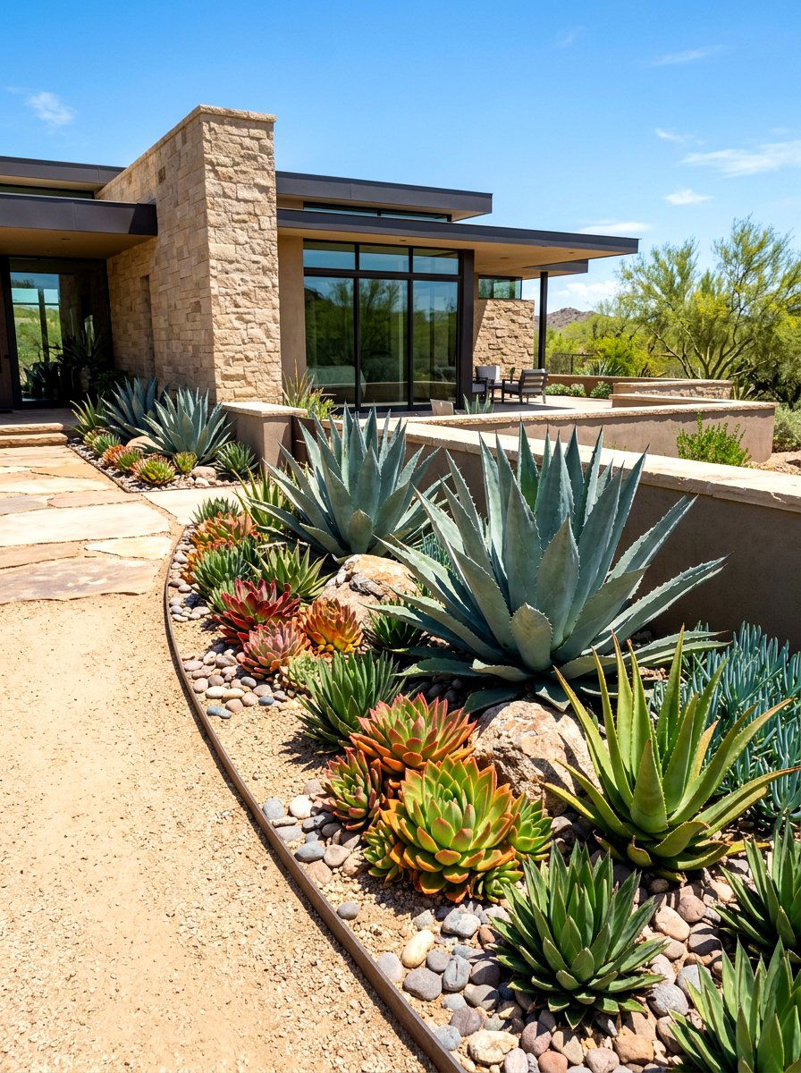 Drought Tolerant Succulent Border - 30 house side garden border ideas