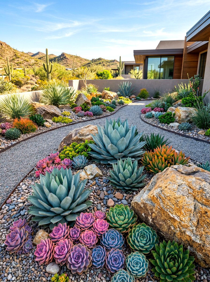 Drought Tolerant Succulents - 30 flower bed plant ideas