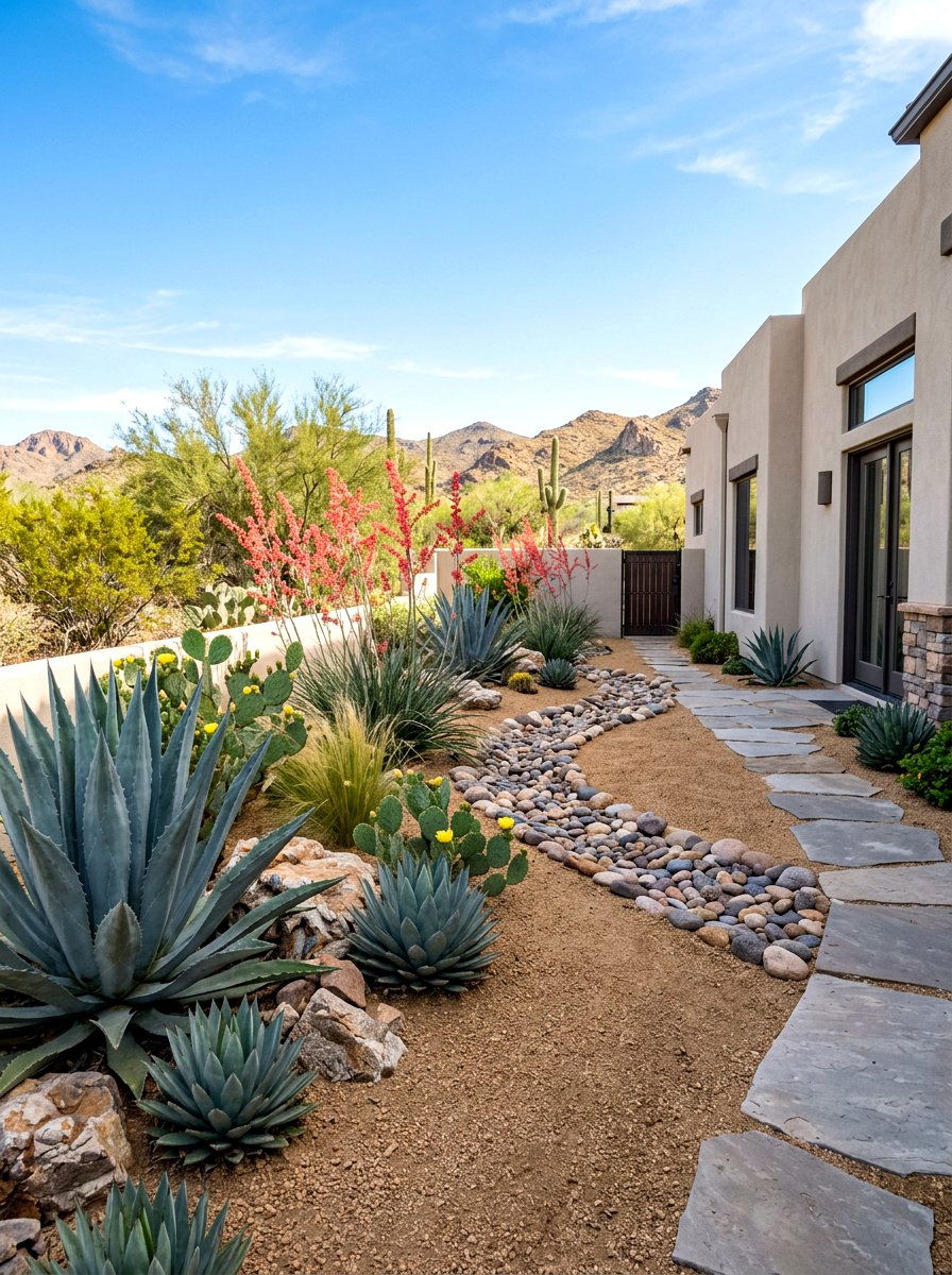 Drought Tolerant Xeriscape - 30 side yard flower bed ideas