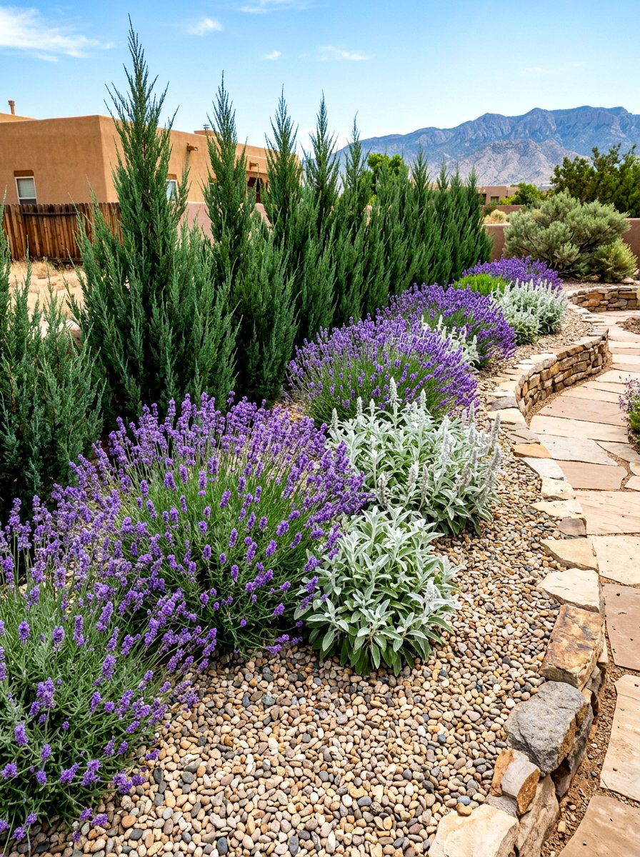 Drought Tolerant Xeriscape Screen - 30 layered hedge front yard ideas