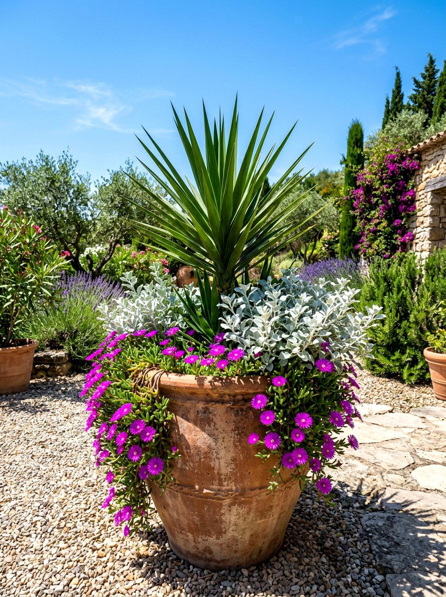 Drought tolerant pot - 30 mixed container garden ideas