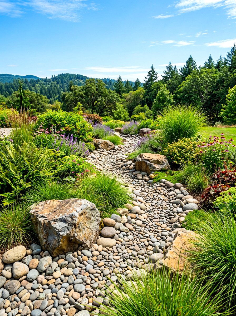 Dry Creek Bed - 30 natural landscaping ideas