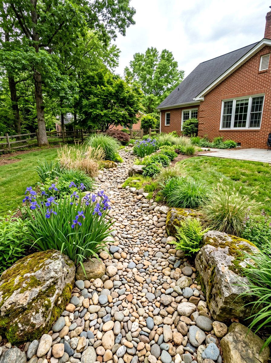 Dry Creek Bed - 30 side yard garden ideas
