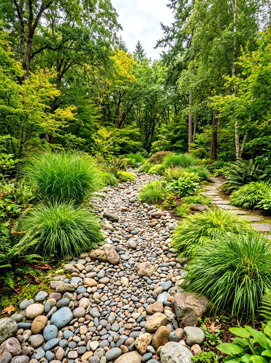 Dry Creek Bed - 30 simple landscaping ideas